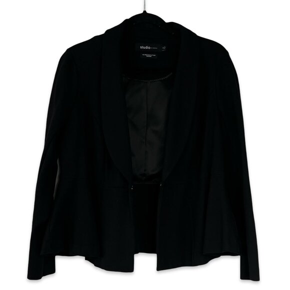 Black ruffled women's Jacket/ Blazer cropped. Size Large Torrid size is 0. - Picture 13 of 13